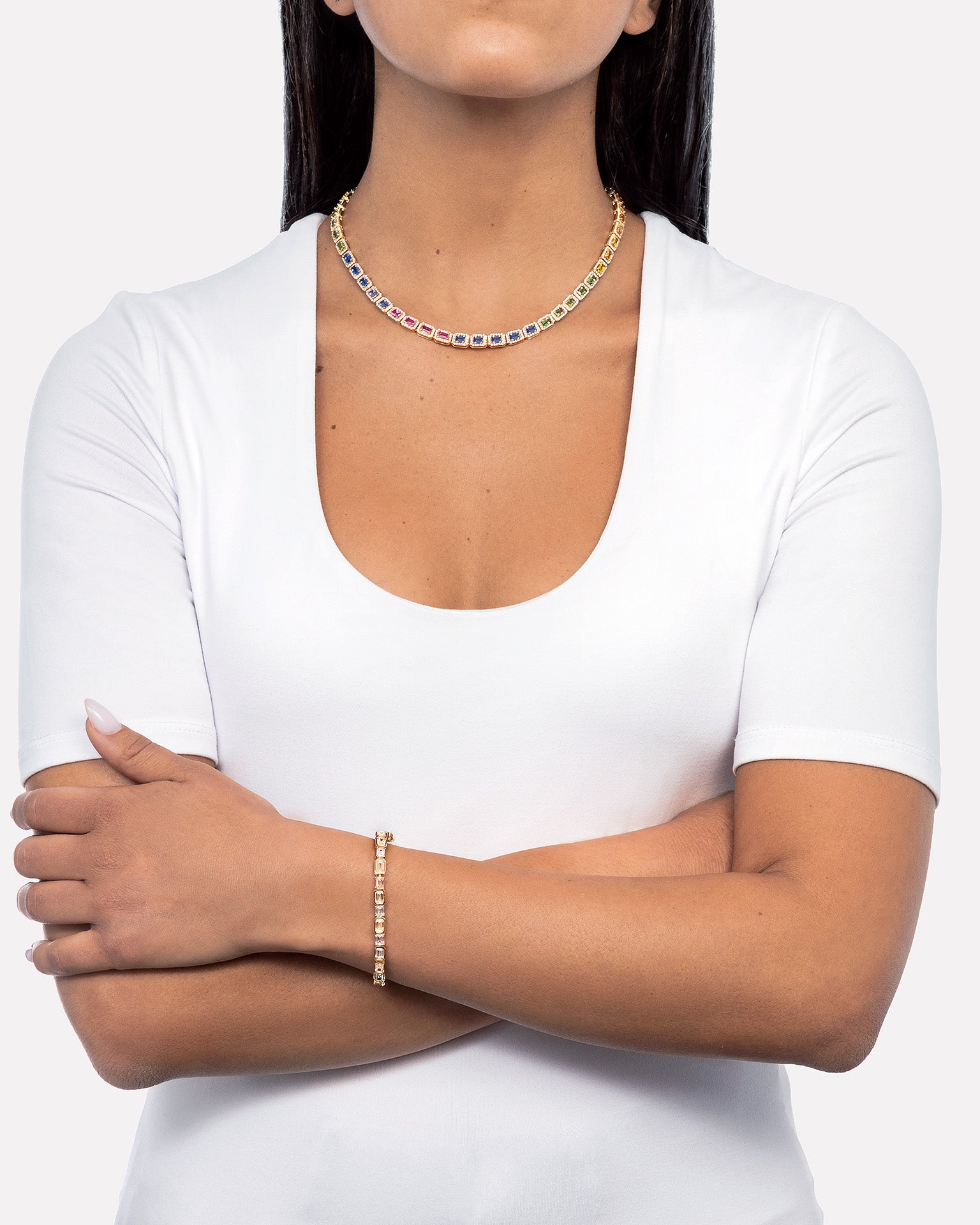 Rainbow Tennis Necklace (3.89 CTW)