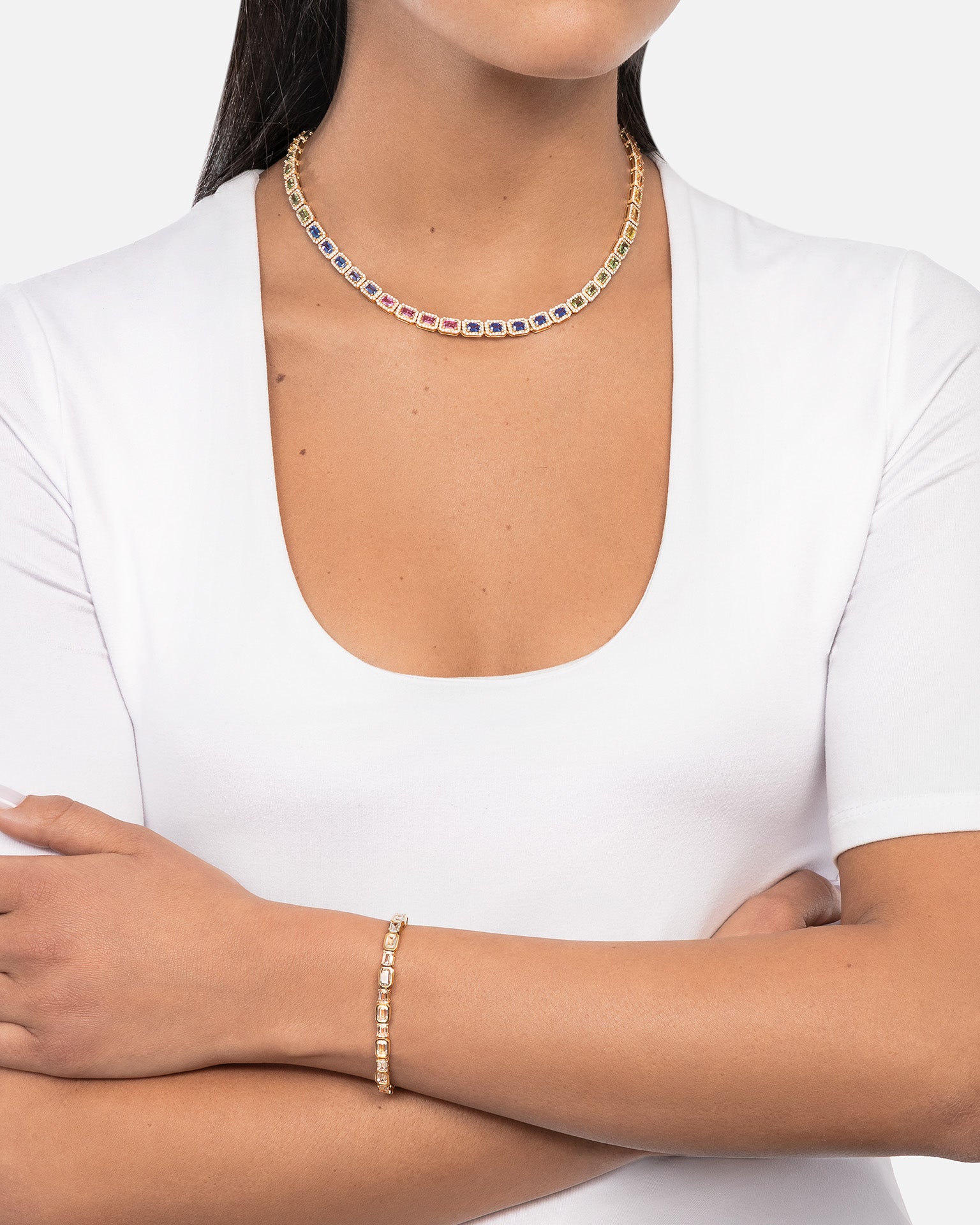 Rainbow Tennis Necklace (3.89 CTW)